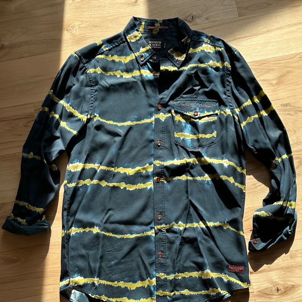Scotch & Soda Blue and Yellow Casual Shirt